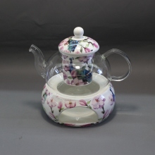Fine China Tea Set with Infuser, Warmer, Teacups, and Saucers