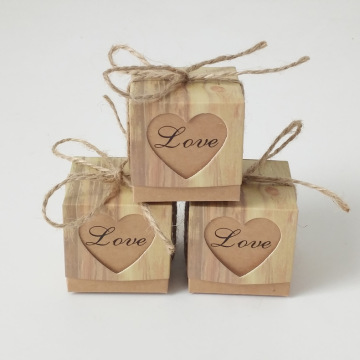 Customizable Wood Grain Paper Gift Boxes with Ribbons - Small Cardboard Present Packaging