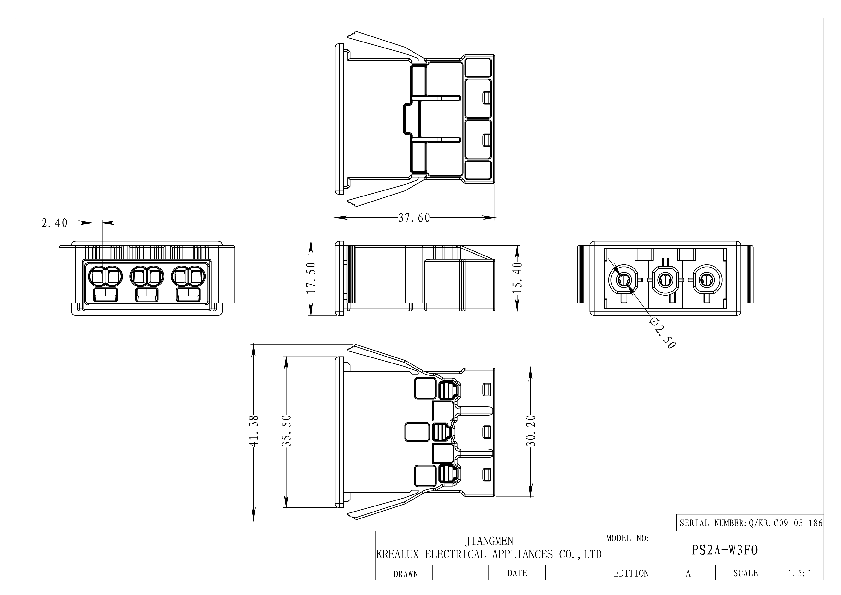 3 POLES PLUGGABLE WIRE CONNECTOR FEMALE