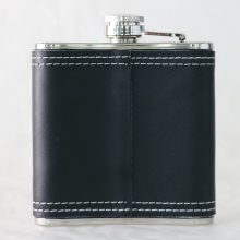 Stainless Steel Hip Flask with Leather Cover for Adventure Travel