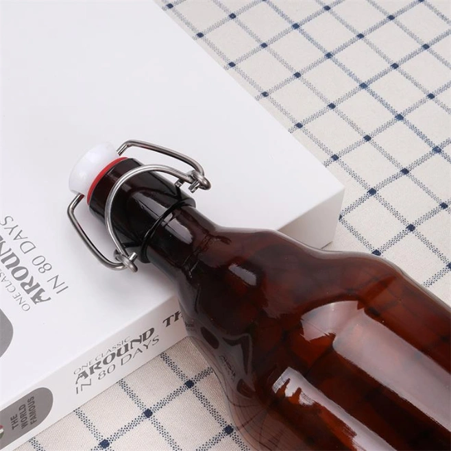 High Quality Amber Glass Beer Bottle with Swing Lid