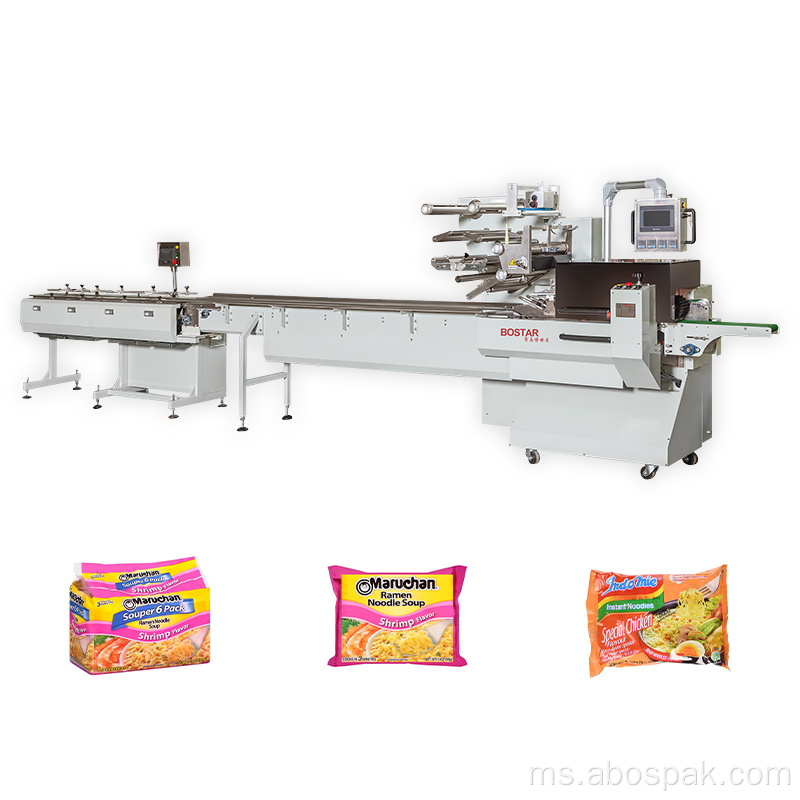 Mesin Pembungkusan Automatik untuk Mie Noodles Segera Kek Kek Bantal Horizontal Pack Multipack Pembungkusan Mesin Pengedap
