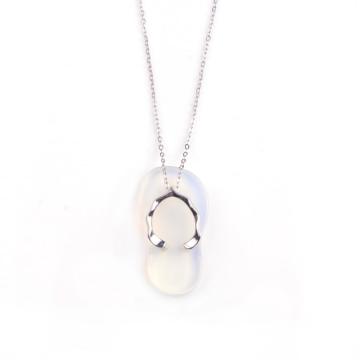 Fashionable Cute Slipper Opal Stone Necklace Pendant with Silver Plated Necklace