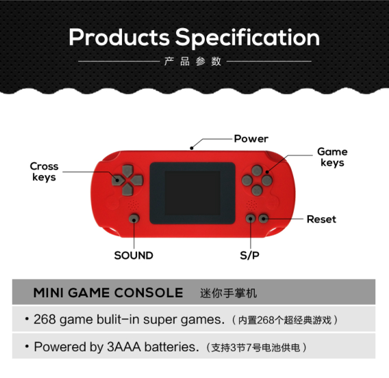 Portable Handheld Game Consoles Mini Video Game Console Children Gifts Built-in 268 Retro Game