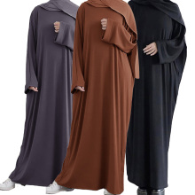 Best Selling Monsoon Crew Neck Robe Maxi Muslim Women Dress Rib Knit Winter Abaya in New Design Arabic Style from Dubai
