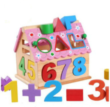 Lovely digital house geometry paired wood toy