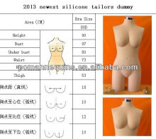 2013 silicone tailors dummy silicone mannequin with big bust for underwear and swimsuit design and display