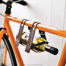 Genuine Leather Bicycle Wine & Beer Caddy Rack Holder