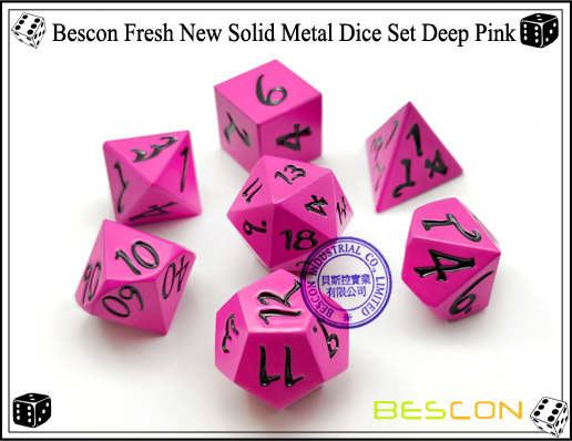 Bescon Fresh New Solid Metal Dice Set Deep Pink-2 Bescon Fresh New Solid Metal Dice Set Deep Pink-2