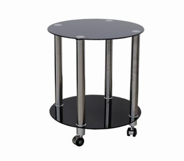 round tempered glass coffee table with wheels