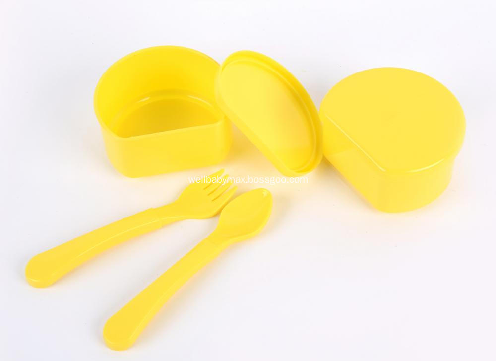 4PCS PP Baby Feeding Bowl with Baby Spoon and Fork