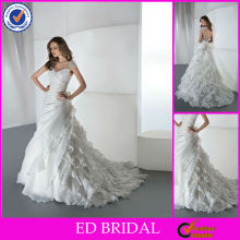 EW17 Beautiful Beaded Cap Sleeve Cut Out Back Cinderella Wedding Dress