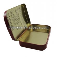 rectangular small metal hinged lid tin box