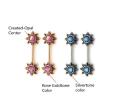 Rose Gold &amp; Sliver Starburst Flower Tepel Ring