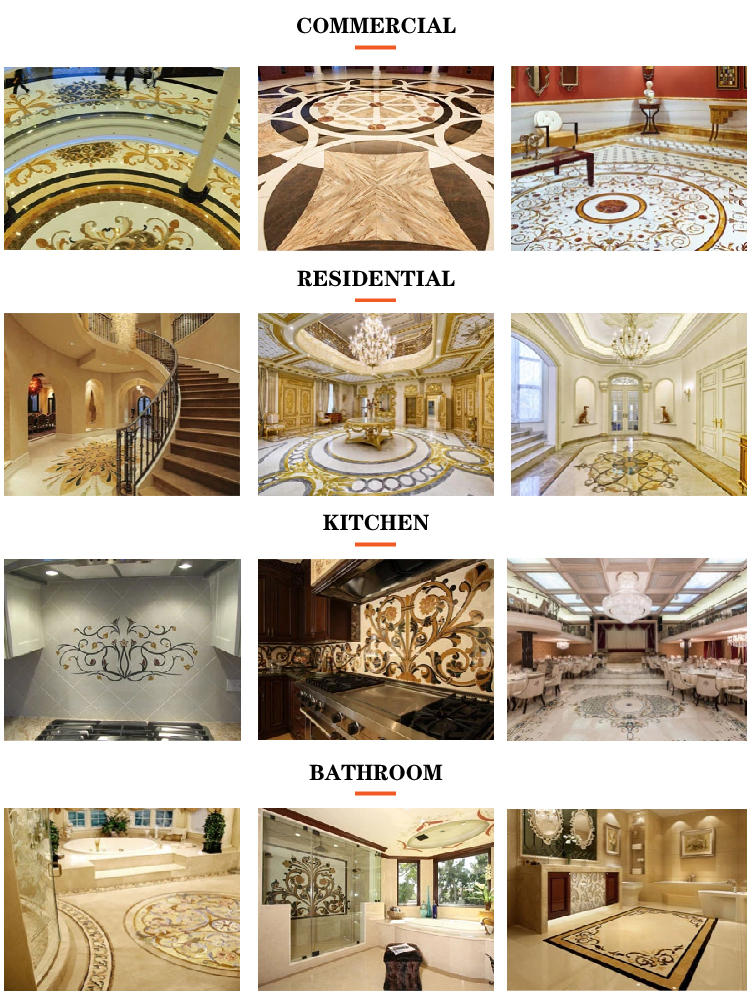 Custom Luxury Private Villa Classic Tile Flower Waterjet Marble Natural Stone Tiles Design Floor Pattern