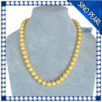 AAA 9-10MM Gold Color Beaded Pearl Necklaces In Bulk PN029