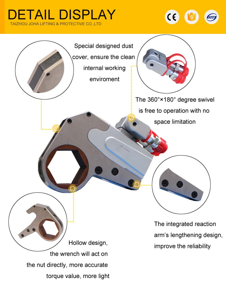 JOBA WHCD-SeriesTools Hytorc Power Cylinder China 15000 nm  Price  Hollow Low Profile Hydraulic Torque Wrench