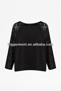 Lady Lace Sleeve Chiffon Top