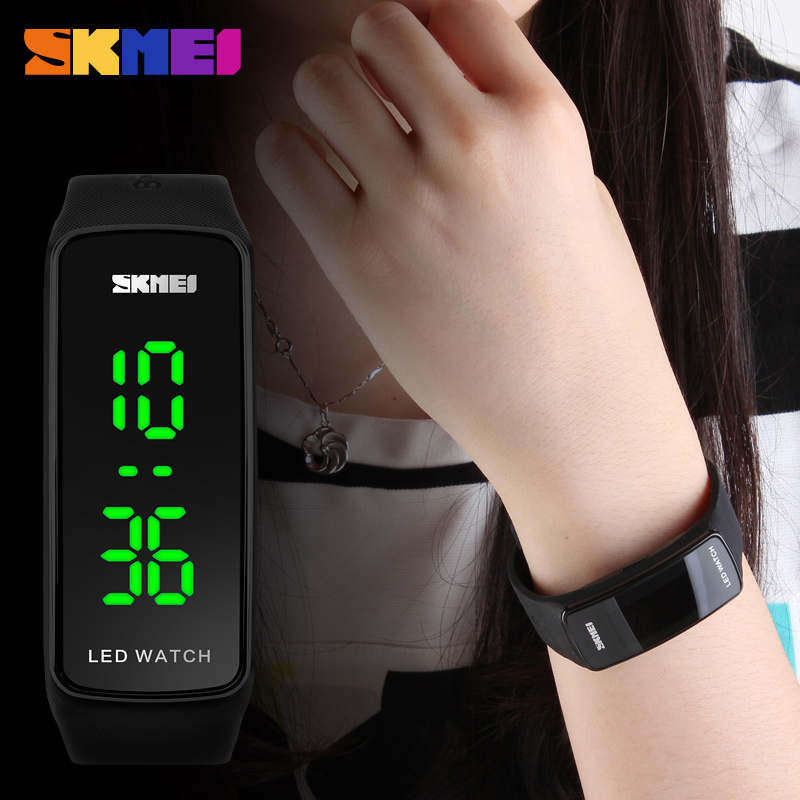 SKMEI 1119 Women Digital Watch Fashion LED Display No Waterproof Ladies Sport Wristwatch