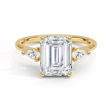 18K Emerald Cut Three Stone Lab Diamond Ring