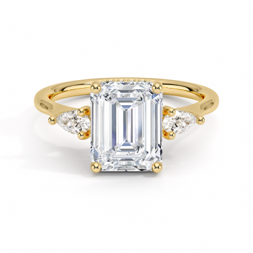 18K Emerald Cut Three Stone Lab Diamond Ring