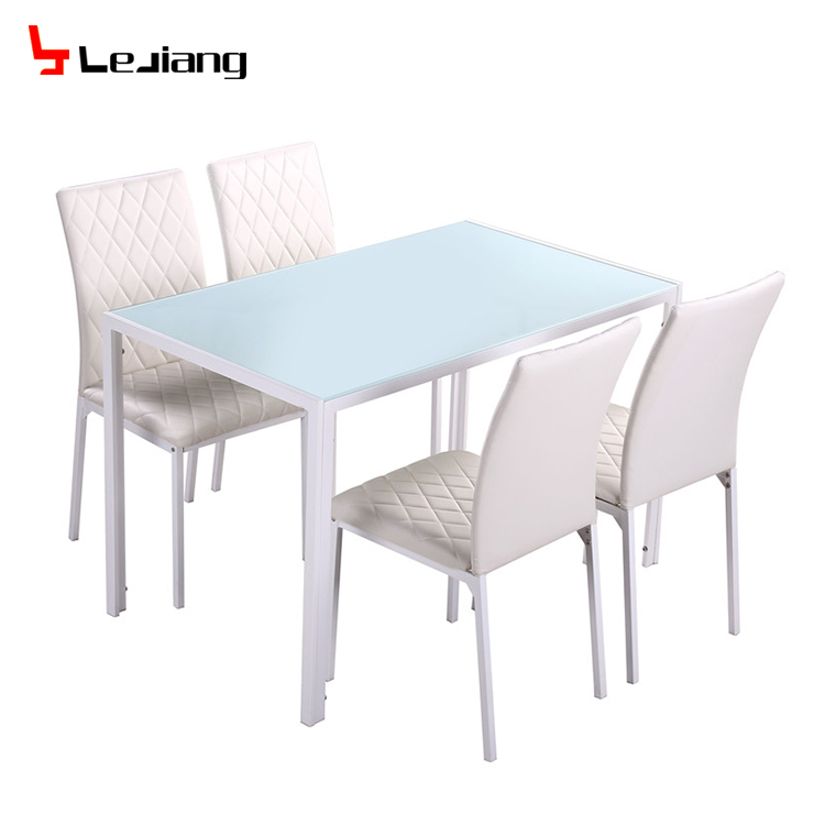 Free Sample Cheap Classic 4 Seater Modern Fiber Glass Top Dining Table Set/Dining Table and Chair