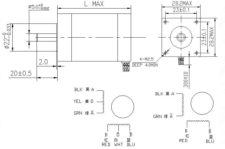 28mm 2phase 1.8degree 3D Printer Small Stepper Motor