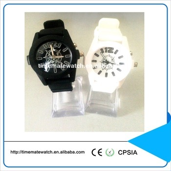 Silicone quartz couples watch black and white flash watch