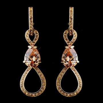 Captivating Gold Topaz CZ & Crystal Earring Wedding Jewelry Earring
