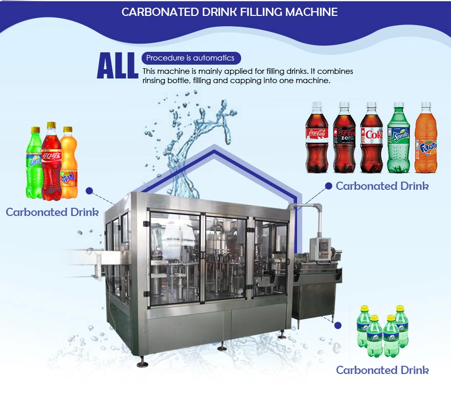 SGS Certified Carbonated Sparkling Water Bottling Plant Beverage Juice Filling Machine Production Line Soft Drink Filling Line