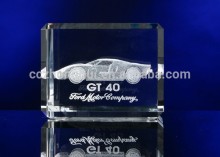 2016 Engraved car model cube shape decorative crystal paperweight