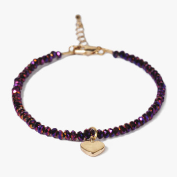 Colored 1022-NN charm bracelet gold heart bracelet with diamond connectedd