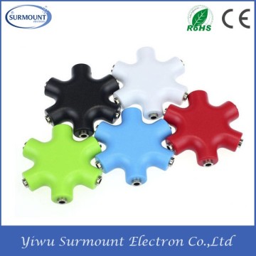 Hot Promotional Colorful Heart - Shaped Headphone Multiple Headphone Jack Splitter