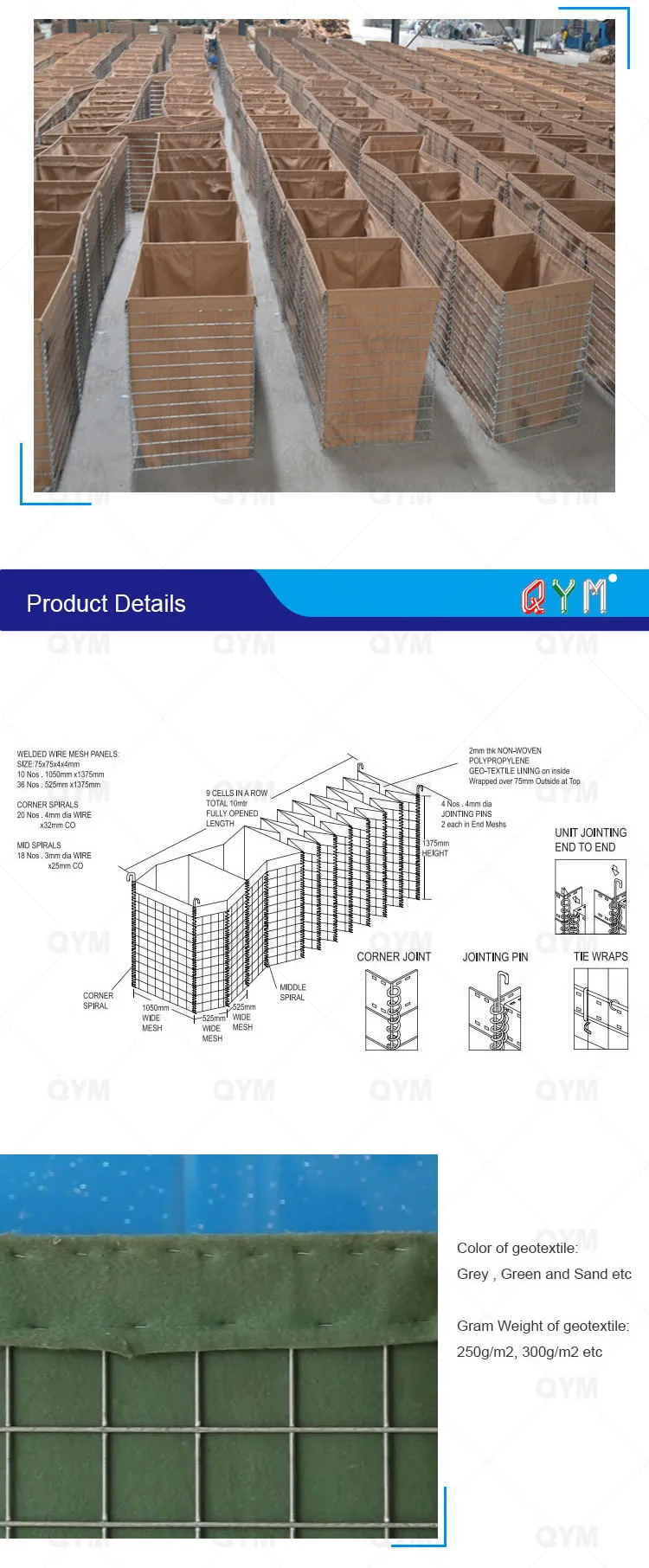 Welded Gabion Box Mil7 Defensive Hesco Barrier Price