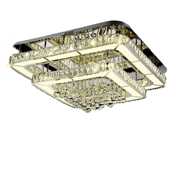 Square modern crystal indoor ceiling lamp