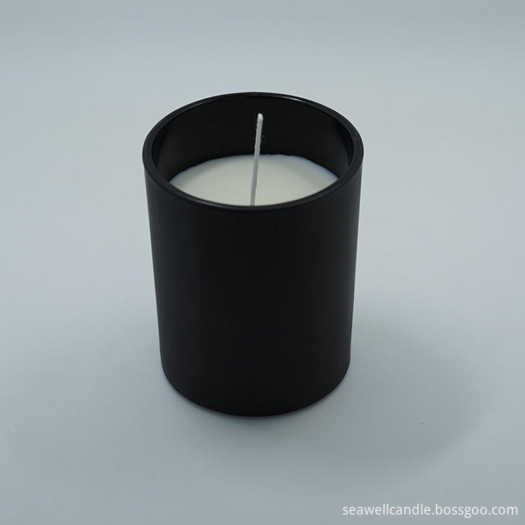 Candles in Black Glass Jar
