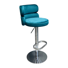 Adjustable Swivel Nordic Blue Barstool with Stainless Steel Base