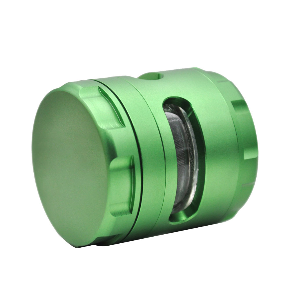 Aluminum alloy 61mm 5 piece Herb grinder Weed Grinder with window detachable filter screen blade teeth herb crusher custom logo