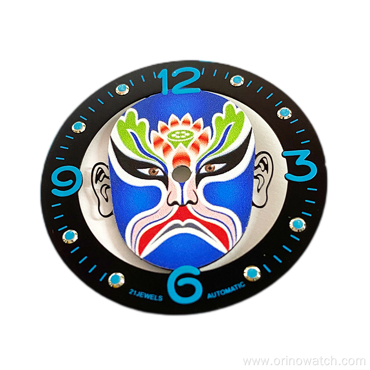 Chinese Drama Mask 3D Printing Blue Luminous Dial