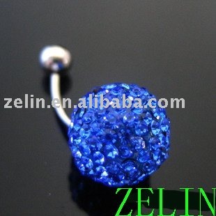 blue dice gem navel belly ring ,316L body jewelry navel rings