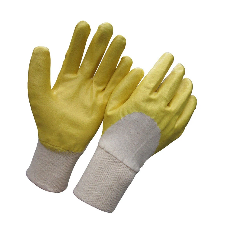 Wholesale Yellow Nitrile Dipped Cotton Liner Working Gloves