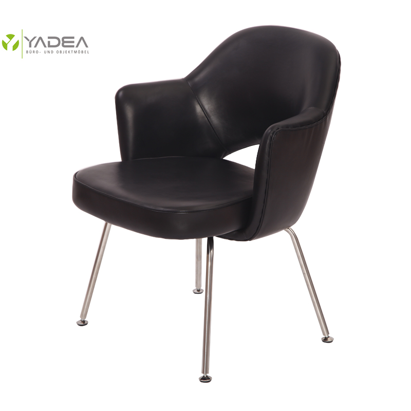 Black Leather Saarinen Executive Armchair