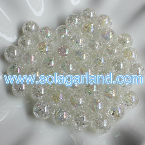 8-20MM Acrylic Crack Crystal Round Beads Loose Crackle Crackled AB Color Plating Ball Beads