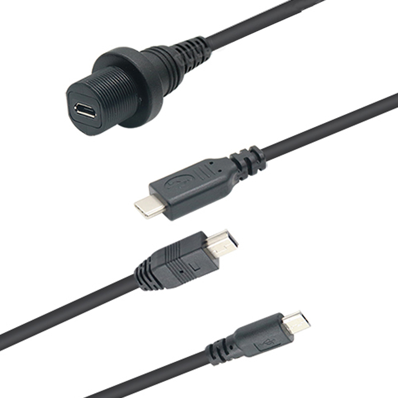 Bofan High Quality IP67 IP68  waterproof male to female panel mount micro b 5 pin usb female cable