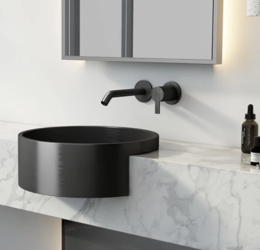 Above counter metal black wash basin