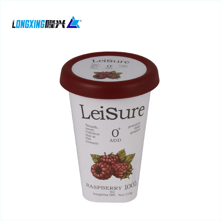 custom IML printed frozen Gelato ice cream PP yogurt cup with lid and spoon