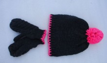 Fashion warm knitted hat glove set
