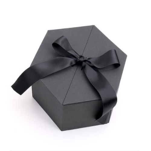 Hexagon packaging folding gift boxes with ribbon