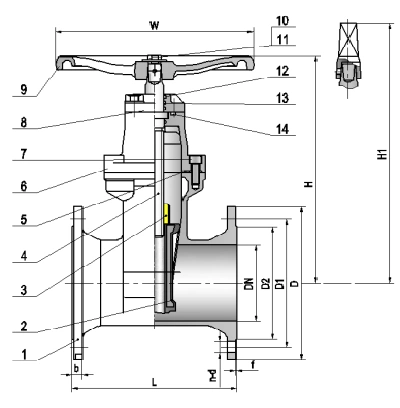 BS5163 Pn16 Resilient Seat Cast Iron Gate Valve with Handwheel