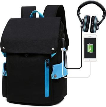 Large Capcity Mens School Backpack Laptop Bag with USB Charging Port